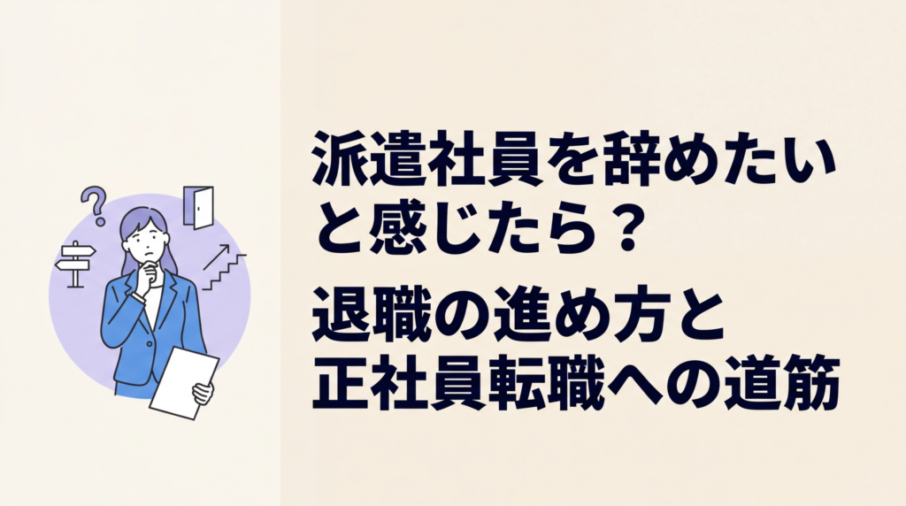 派遣社員を辞めたいと感じたら？退職の進め方と正社員転職への道筋を解説