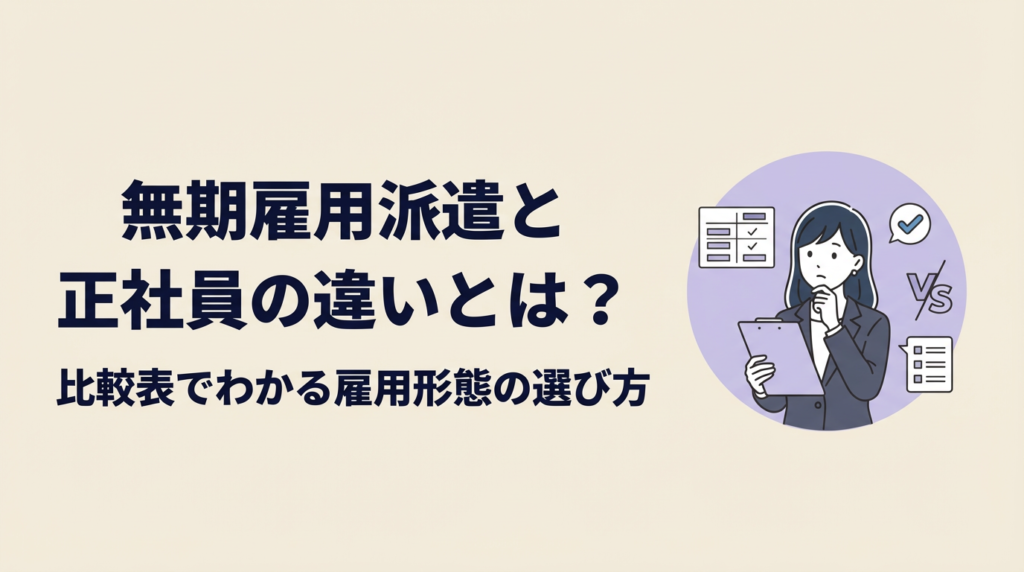 無期雇用派遣と正社員の違いとは？比較表でわかる雇用形態の選び方を解説