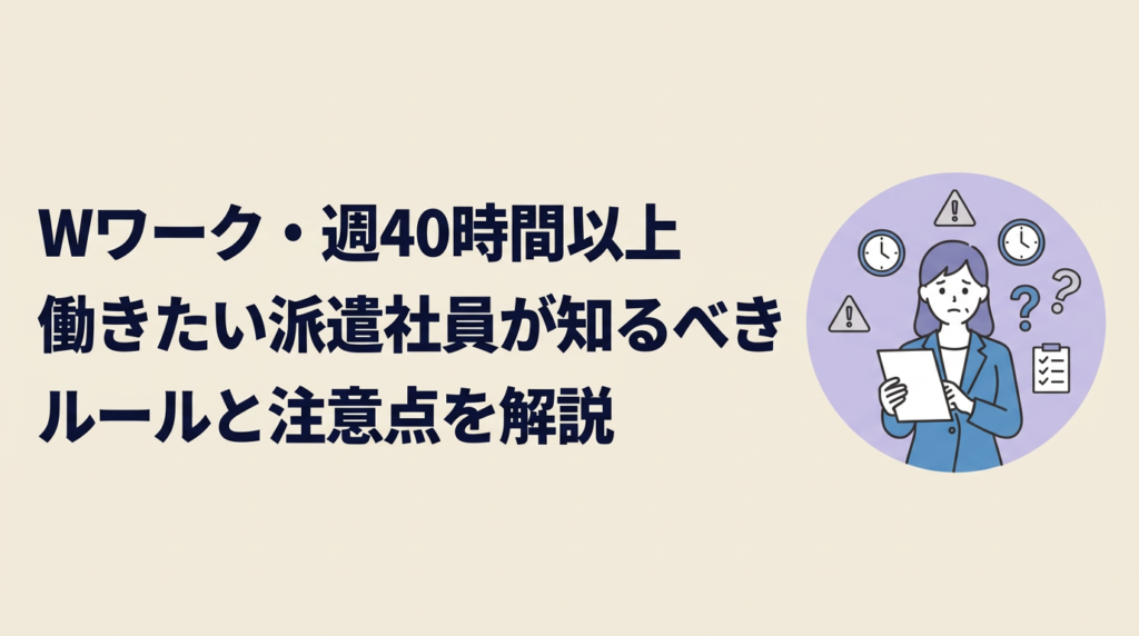 派遣でWワーク・週40時間以上働きたい人が知るべきルールと注意点を解説