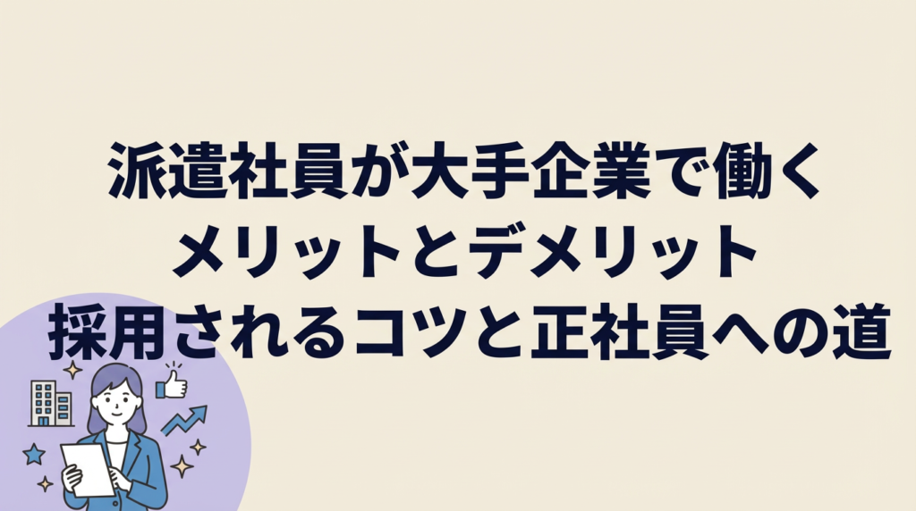 派遣で大手企業で働くメリットとデメリット｜採用されるコツと正社員への道を解説