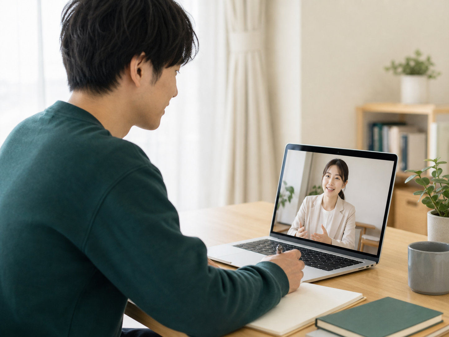 オンラインでキャリア相談を受ける若手