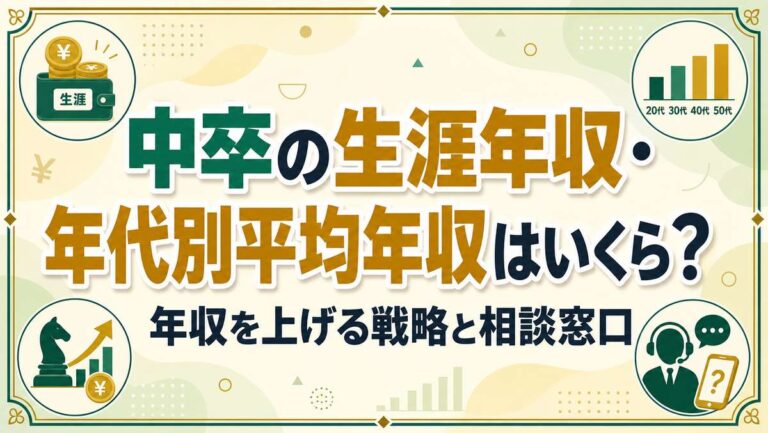 中卒の生涯年収・年代別平均年収はいくら？年収を上げる戦略と相談窓口