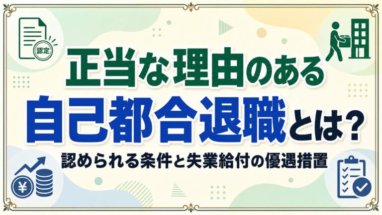 正当な理由のある自己都合退職とは？認められる条件と失業給付の優遇措置
