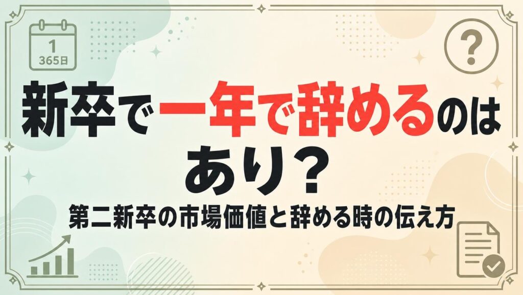 新卒で一年で辞めるのはあり？第二新卒の市場価値と辞める時の伝え方