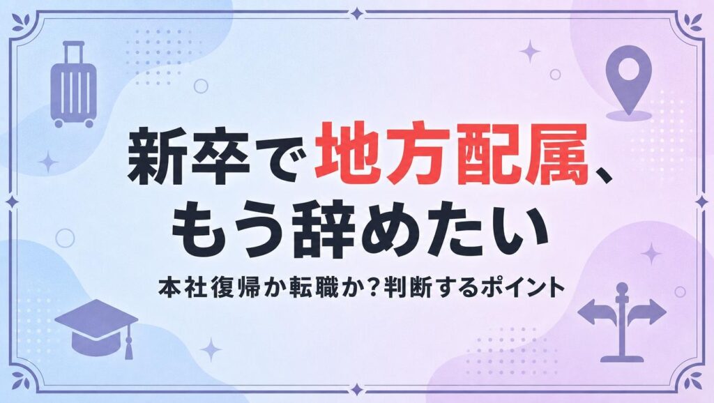 新卒で地方配属、もう辞めたい…。本社復帰か転職か？判断するポイント