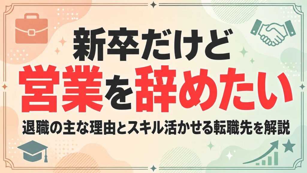 新卒「営業を辞めたい」退職の主な理由とスキル活かせる転職先を解説