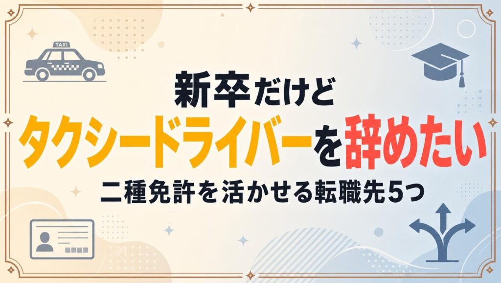 新卒だけどタクシードライバーを辞めたい…。二種免許を活かせる転職先5つ