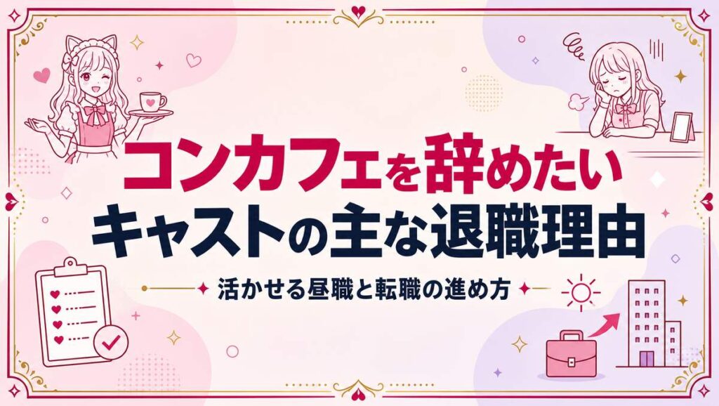 コンカフェを辞めたい人向けに退店の伝え方と昼職への進み方を解説する記事のアイキャッチ画像
