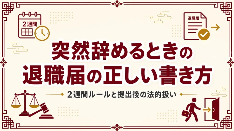 突然辞めるときの退職届の正しい書き方｜２週間ルールと提出後の法的扱い