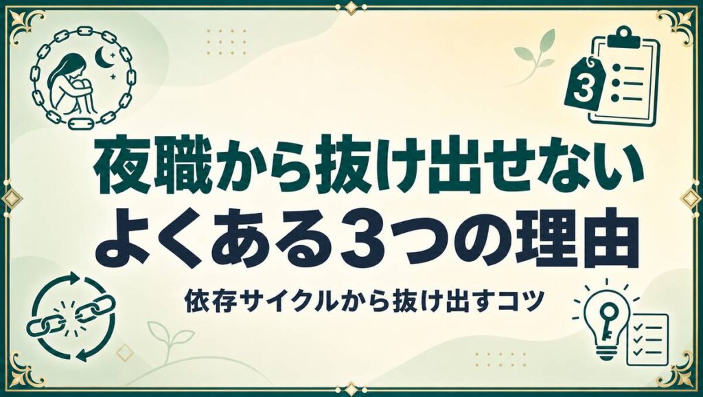 夜職から抜け出せないと感じる人向けに昼職へ移るための具体策を解説する記事のアイキャッチ画像